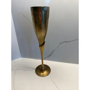 Vintage Champagne Brass Flute Brass stem and a Silver-Plated Bowl Replacement
